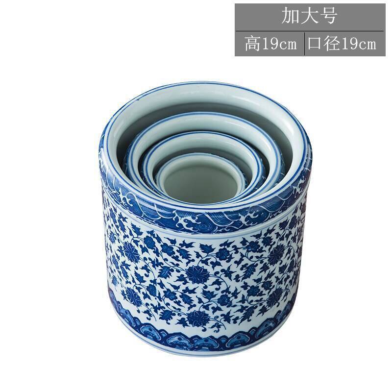 景德镇陶瓷器仿古青花瓷笔筒花瓶花插 办公室书房装饰品摆件礼品