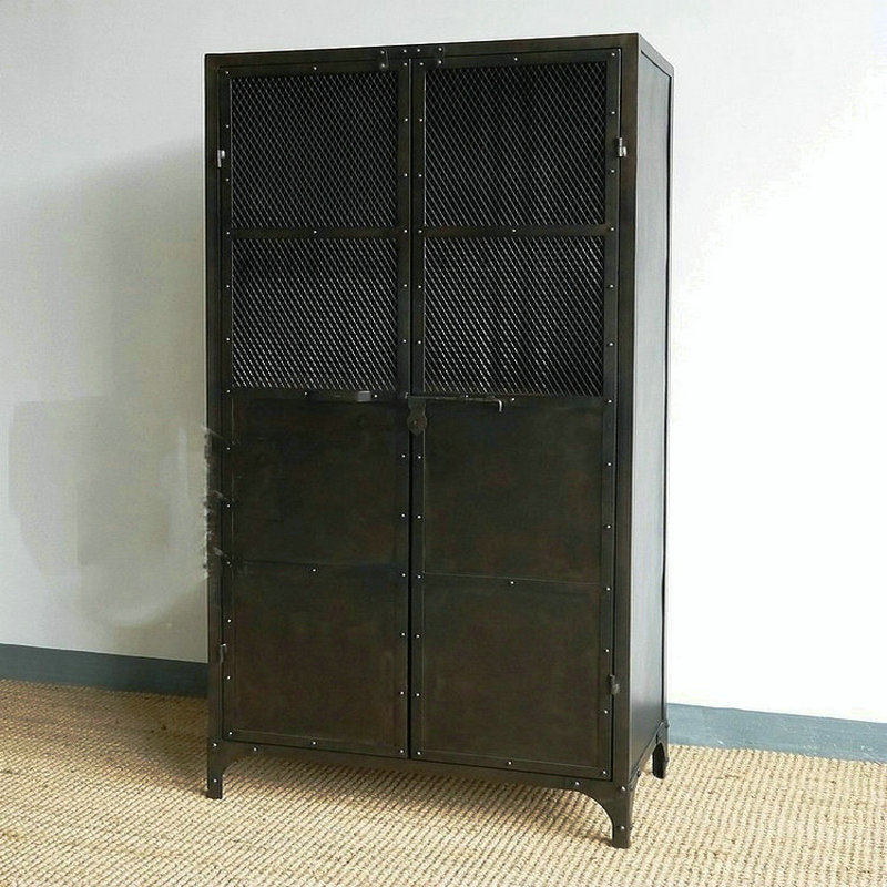 美式法式乡村家具做旧铁艺书架工业风格铁皮书柜 餐边柜 文件柜