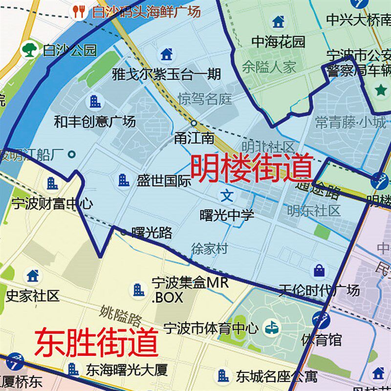 2024新款宁波市鄞州区地图贴图办公室挂图高清防水装饰画