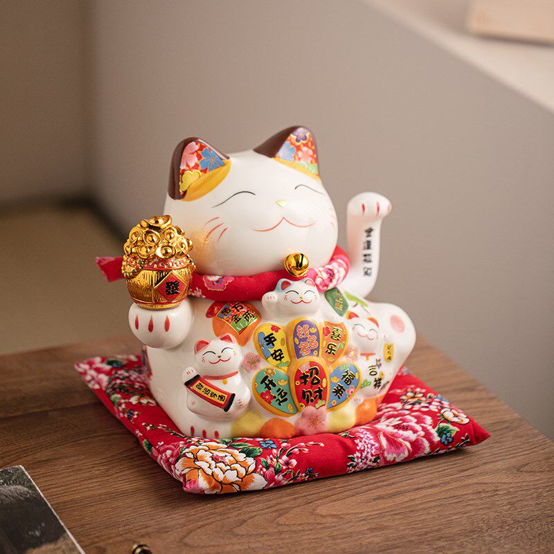 精致摇手招财猫摆件 电动电池自动招手特大号中号小号新款不掉色