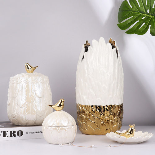 北欧式创意陶瓷储物罐摆件客厅花瓶相框家居装饰品餐桌糖果收纳罐