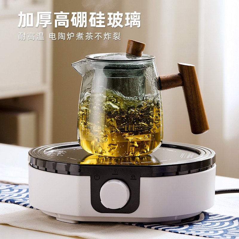 全玻璃花茶壶茶杯套装中式下午茶具玫瑰水果蜡烛加热养生泡煮茶器