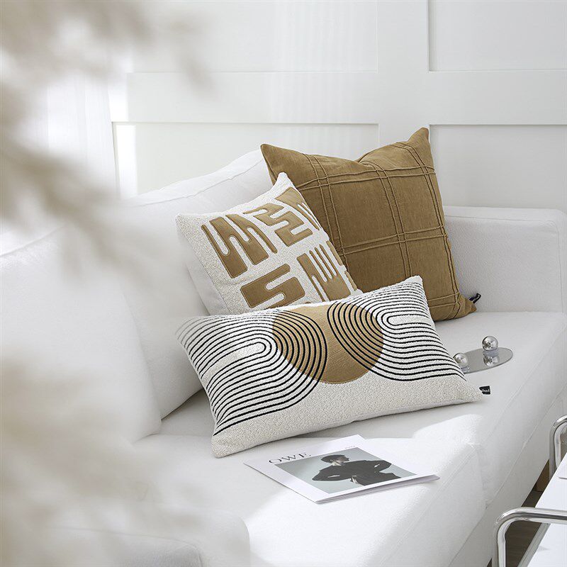 介子黄雪花绒北欧简约沙发抱枕靠垫套客厅靠枕床头大号靠背枕