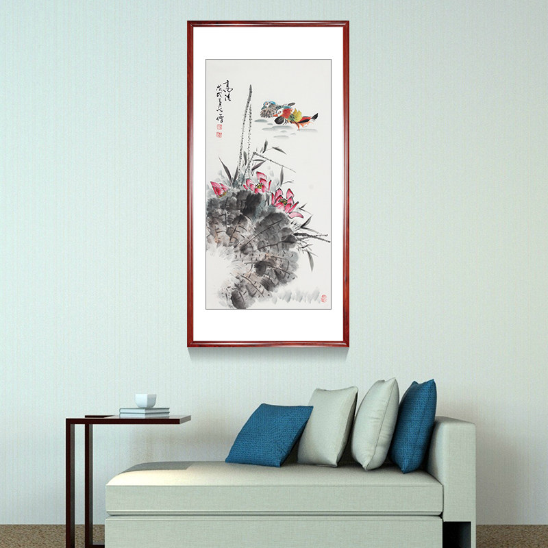 国画纯手绘禅意荷花水墨画花鸟画新中式客厅挂画酒店写意装饰壁画