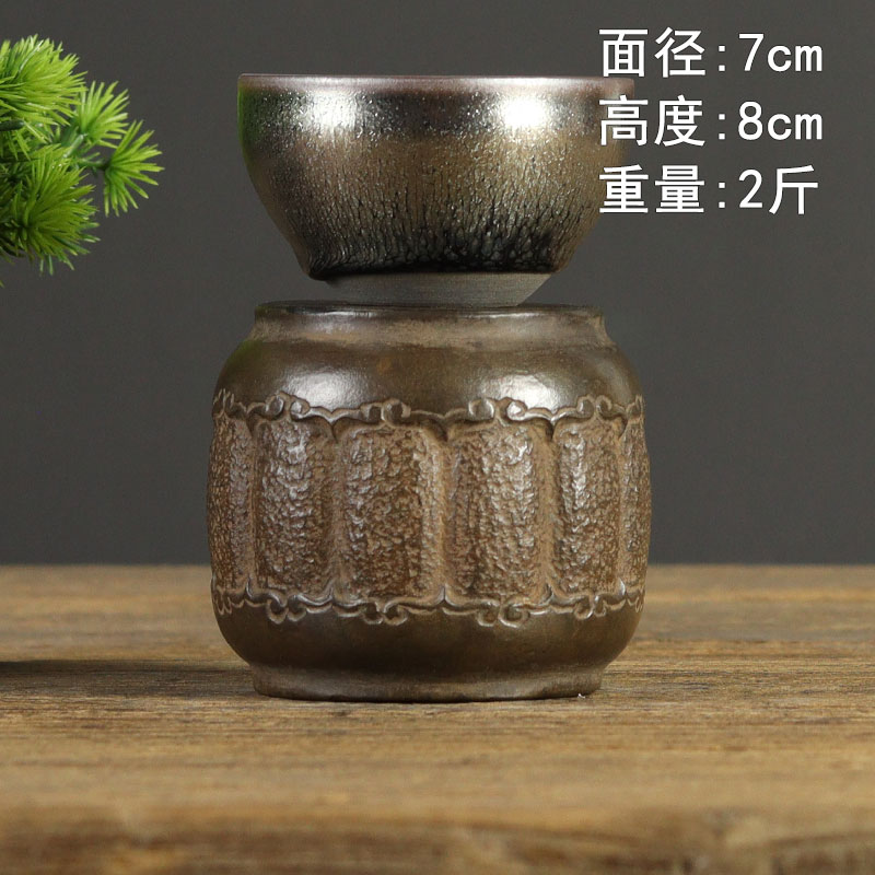 山西古建筑天然青石整料仿古雕刻灯笼鼓小石鼓隔热杯垫壶承石头