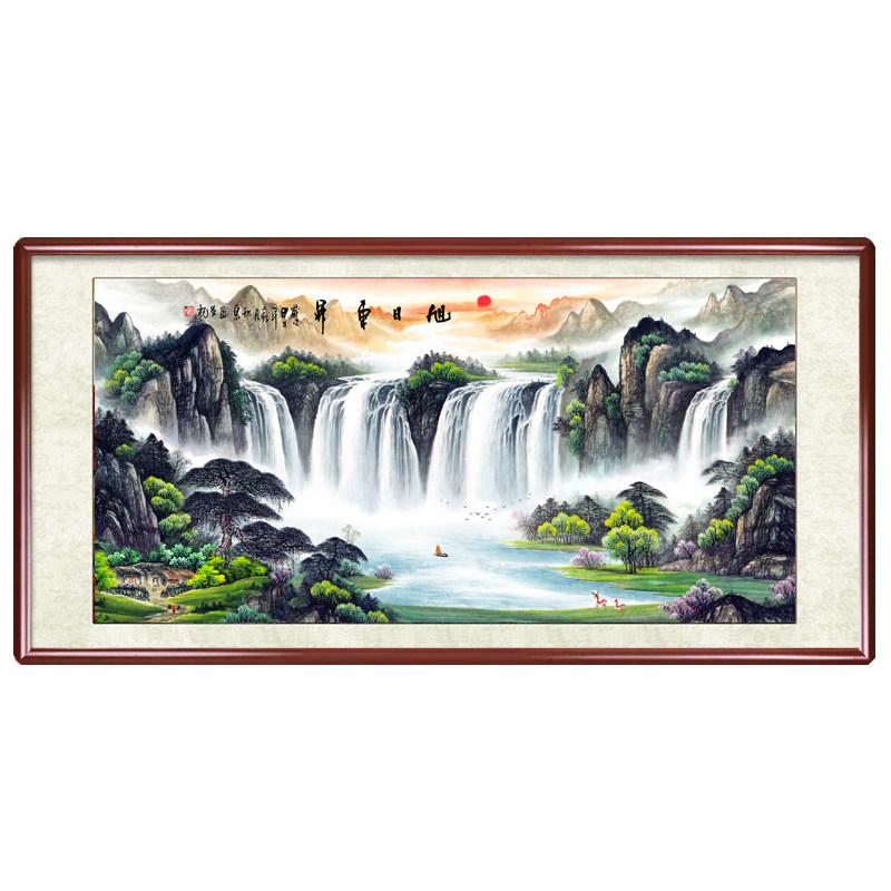 十字绣2021新款线绣客厅家用旭日东升山水大画流水生财手工自己绣
