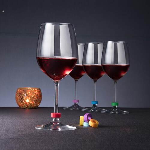彩虹酒杯识别环彩宴会酒杯识别器高脚杯杯不混淆