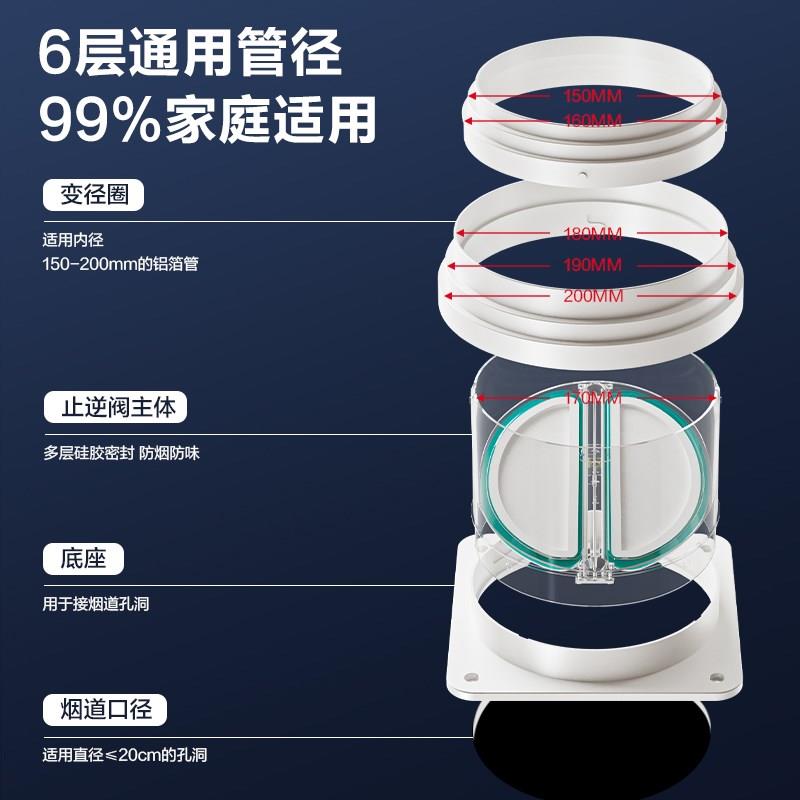 四季沐歌厨房烟道止逆阀 吸油烟机专用防串味卫生间排烟管止回阀