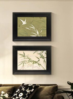 法式复古小众挂艺术高级感玄关背景墙装饰画绿色中古风竹子客厅壁