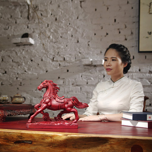 红花梨木雕生肖马摆件实木质雕刻马到成功工艺礼品摆饰家居客厅装