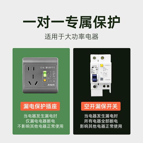 空调插座带漏保2p10a五孔16a三孔漏电保护插座面板电热水器防漏电