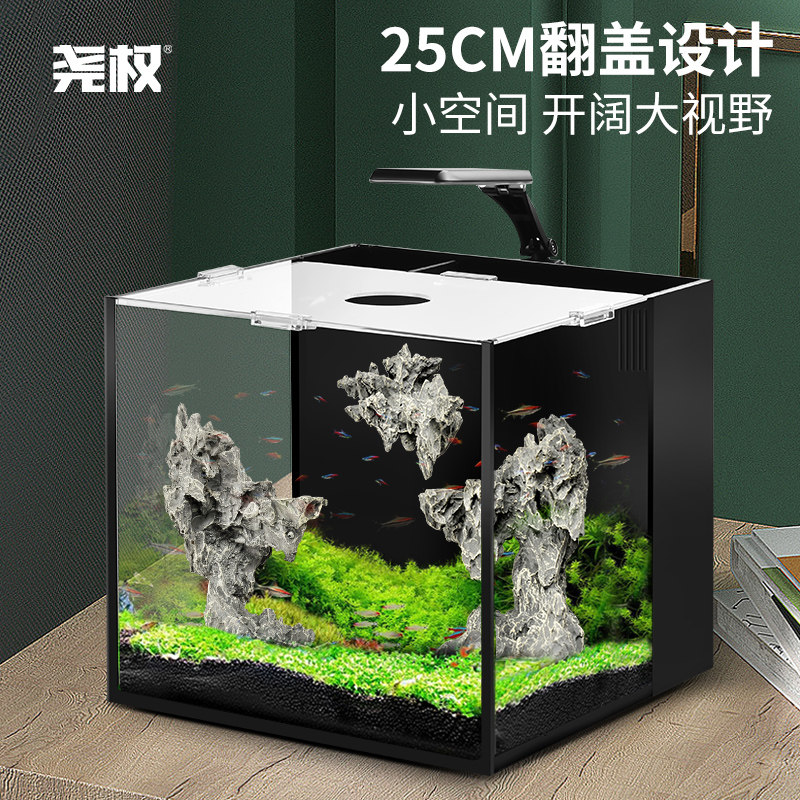 尧权背滤缸三湖慈鲷缸南美缸迷你淡水草缸海水缸家用水族箱超白缸