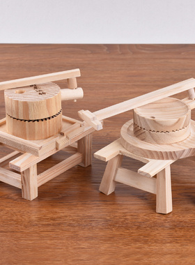 工艺品摆件竹木家居摆设爆米机古井水队玩具模型桌面摆件儿童礼物