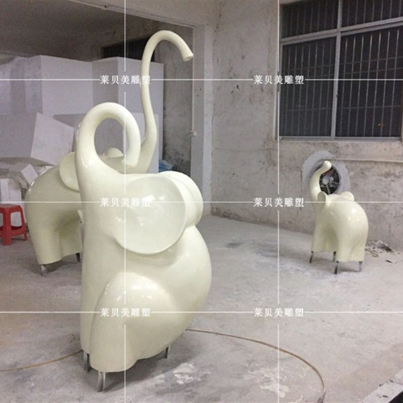 户外广场园林小品玻璃钢雕塑动物抽象艺术大象落地摆件专业定制