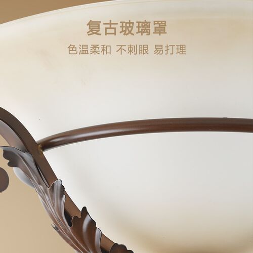 极有家 美式吸顶灯卧室灯阳台灯大气别墅过道灯复古led半吸顶吊灯
