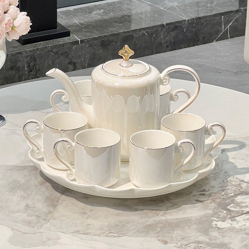 高档陶瓷茶具套装家用客厅水杯杯具乔迁新居新婚茶壶茶杯轻奢水具