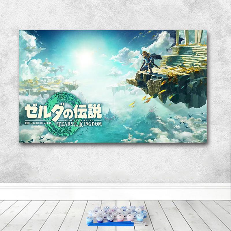 塞尔达传说游戏diy数字油画 手工填色丙烯油彩画 荒野之息装饰画