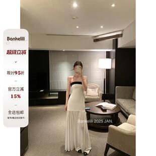 抹胸裙女夏小香风吊带连衣裙长裙子 生日裙无袖 板栗可可 人间coco