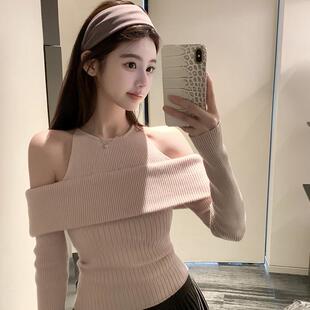 纯色内搭衣 假两件一字肩内搭上衣女高级感长袖 若语定制 labella