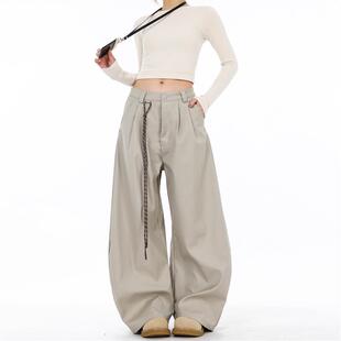 男女阔腿镰刀裤 cleanfit简约双褶皱垂感弯刀西裤 Sonata美式 Free