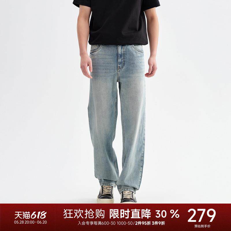 CHINISM赤尘 水洗浅色牛仔裤男直筒美式新款长裤男士裤子宽松男裤