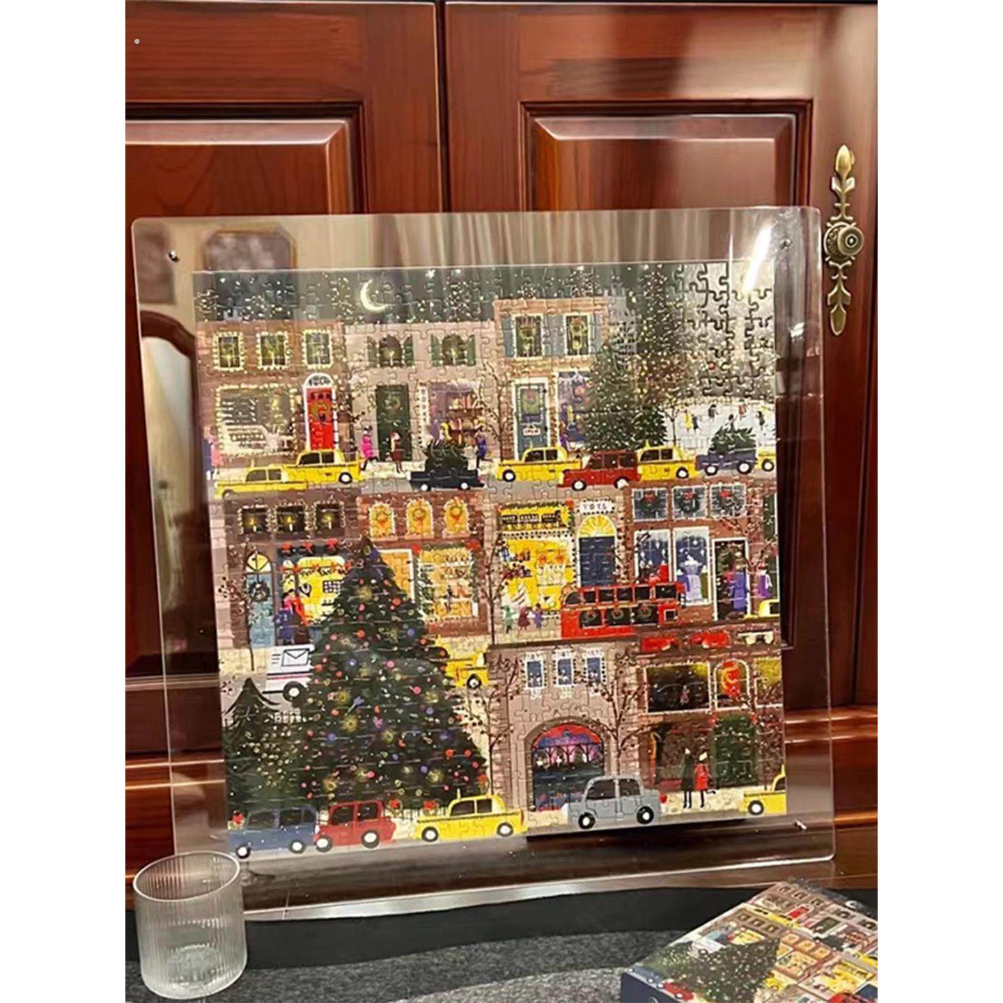 拼图裱框透明亚克力相框摆台猫的天空之城规格框挂墙500片1000块