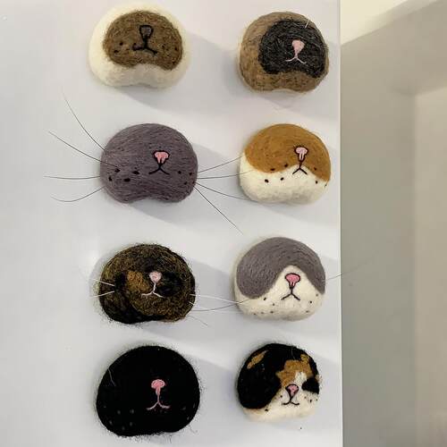 羊毛毡狗毛收纳冰箱贴可爱仿真小猫嘴部猫咪胡收集纯手工制作成品