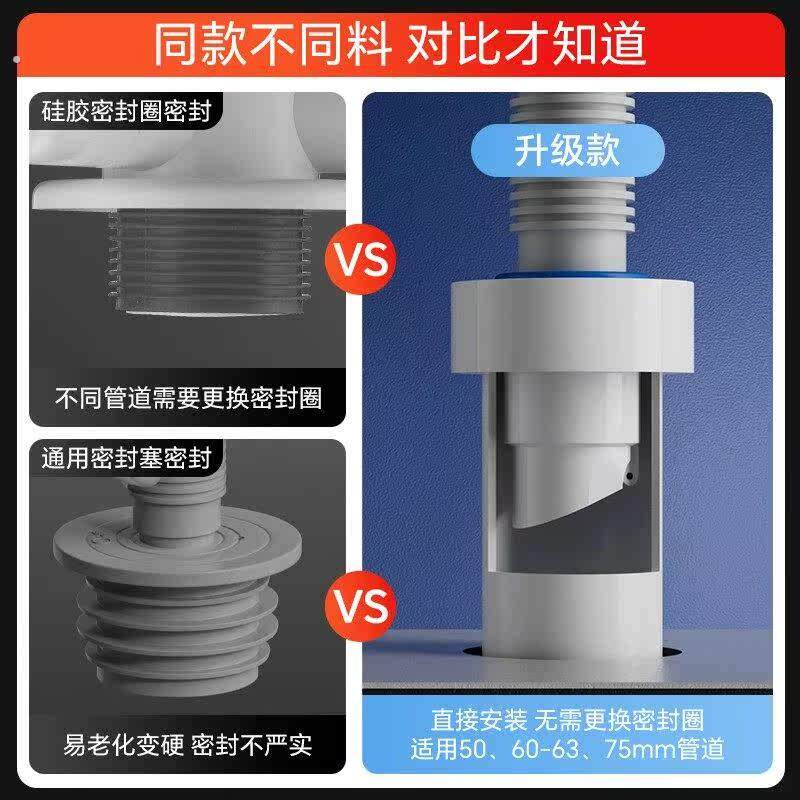 下水管道防臭密封圈厨房菜盆洗手盆洗衣机排水管堵口塞防返臭神器