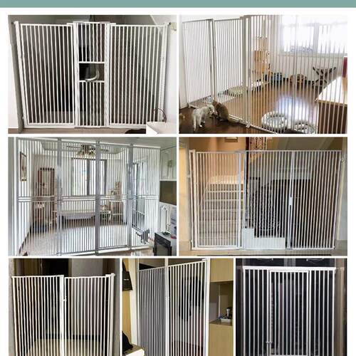 免打孔宠物门栏 防猫围栏挡拦室内防跳杆 黑色款适用于阳台的宠物