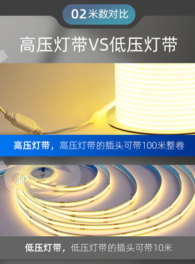 超薄高亮线形COB灯带套管220V客厅吊顶橱柜自粘线性暗槽LED软灯条