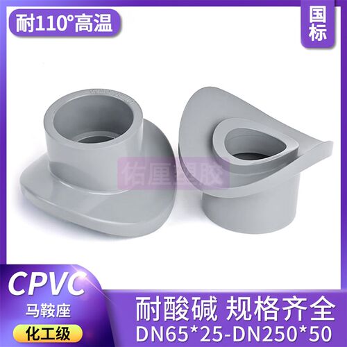 CPVC马鞍座PVC管件塑料鞍形增接口弧形代三通水管分水接头DN65*25