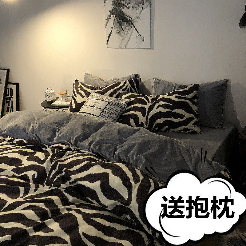 冬季珊瑚绒四件套全棉纯棉被套法兰绒加厚床单床笠床上用品三件套