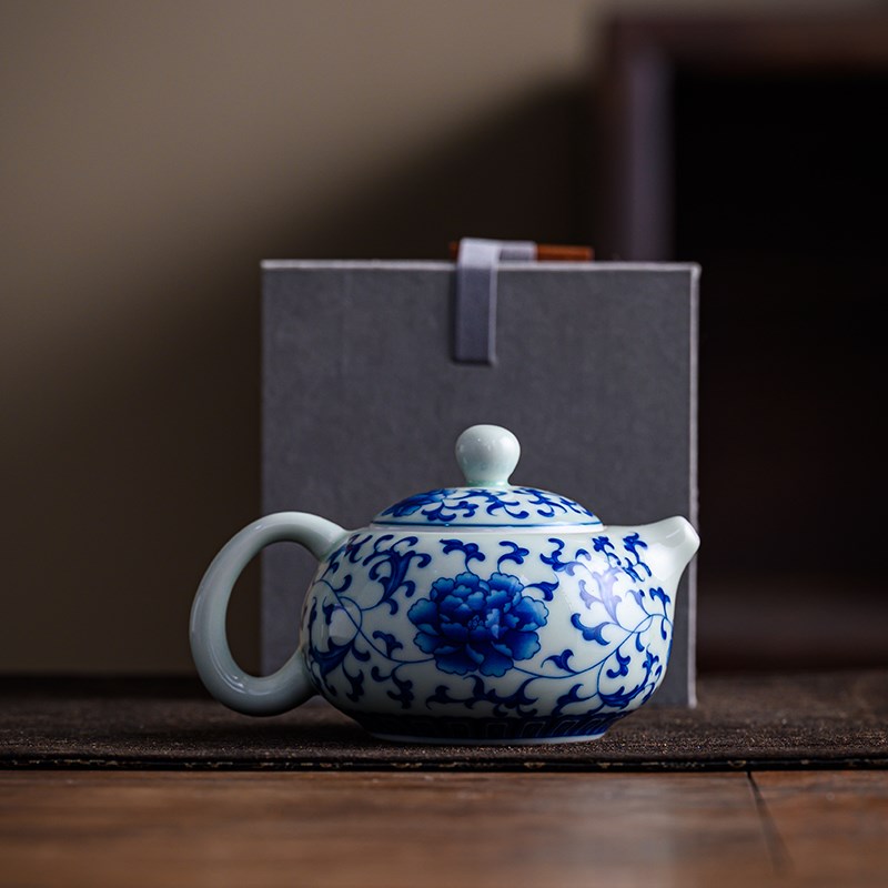 陶瓷中式手绘青花瓷山水纹小茶壶泡茶家用功夫茶具迷你单壶西施壶