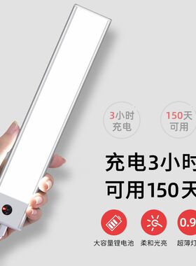 免布线厨房LED手扫感应灯条 人体感应过道衣柜酒柜灯家用充电无线