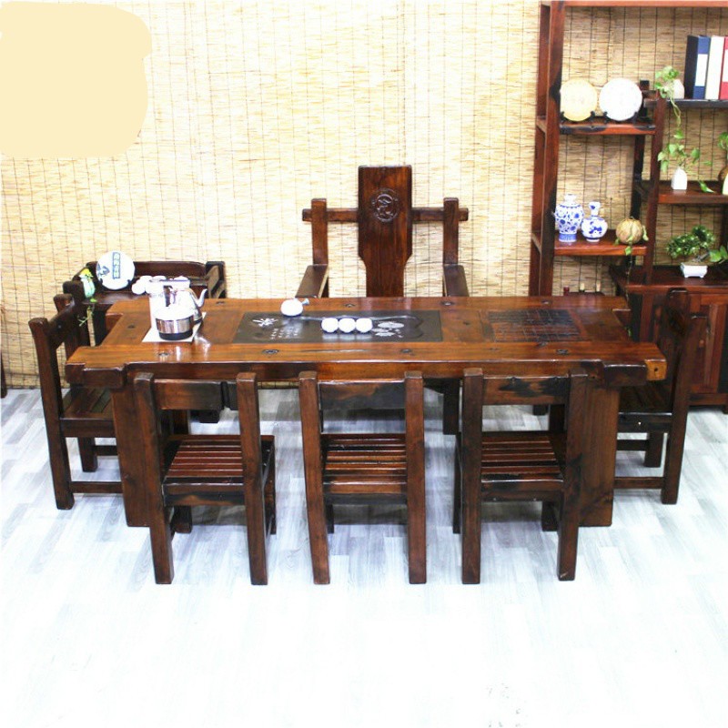 老椅新款铮舍茶炉组合实台功夫茶几阳台泡茶桌新中式茶艺桌古船木