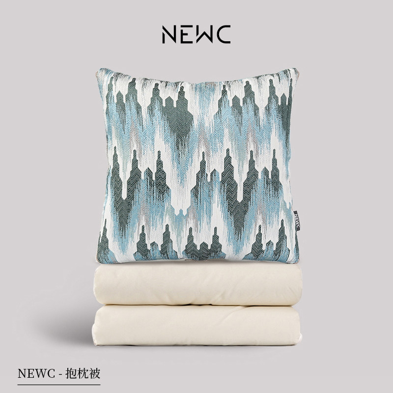 新宸优品抽象山水高端纯棉抱枕被子两用简约办公室车载靠枕二合一