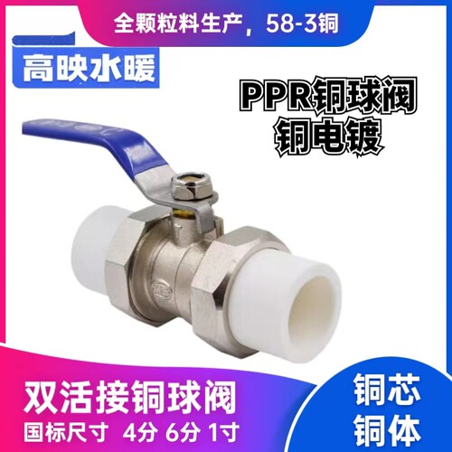 PPR20双活接铜球阀活接球阀阀门PE4分阀芯25ppr水管32管件配件