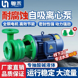 粤禾FP离心泵FPZ自吸泵耐腐蚀耐酸碱防腐泵增强聚丙烯抽酸化工泵