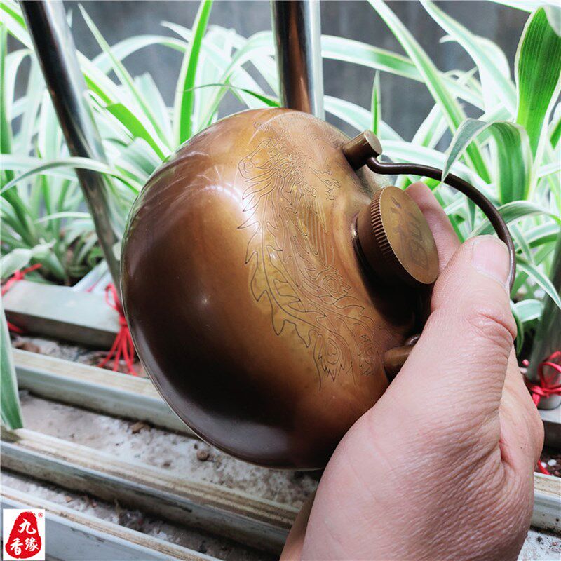 黄铜注水保温暖手炉 烫婆子铜壶 手提纯铜加厚防漏暖手壶长辈礼品