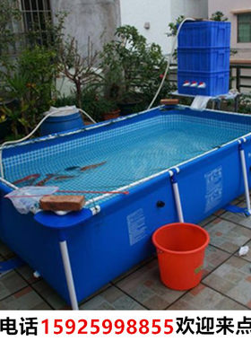 定做大型帆布鱼池金鱼锦鲤暂养池水族箱折叠支架水池养鱼池金鱼缸