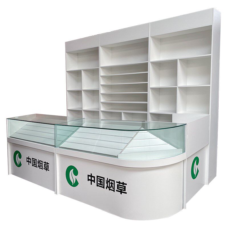 定制烟柜玻璃展示柜超市便利店收银台一体木质组合转角柜烟柜背柜