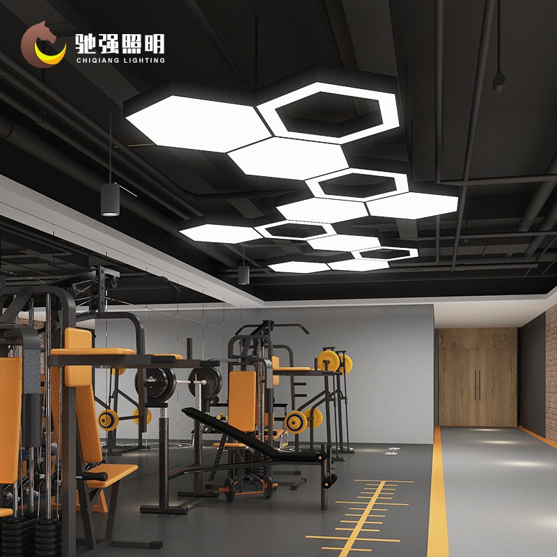 创意六边形蜂巢造型灯健身房舞蹈室网咖商场办公室异形工业风吊灯