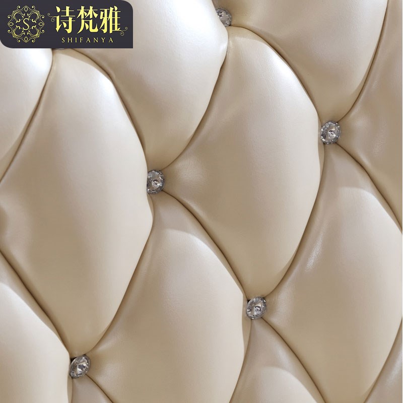 诗梵雅欧式真皮沙发组合客厅小户型实木简欧皮艺雕花法式转角沙发
