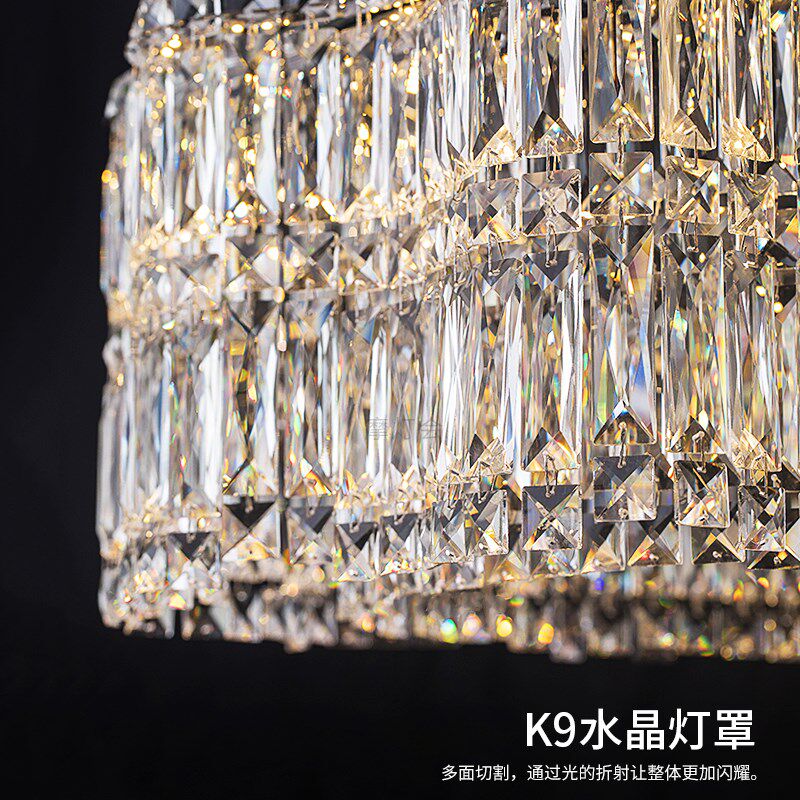 法式轻奢水晶餐厅吊灯后现代简约餐桌吧台设计师长条高端中山灯具