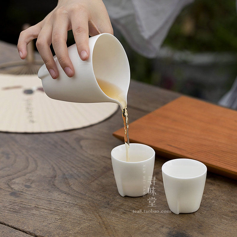 玉泥骨瓷公道杯德化白瓷茶海分茶杯匀杯觅白粉青影青玉瓷茶具