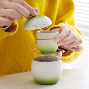 创意柠檬快客杯一壶四杯便携包式旅行功夫茶具套装户外露营泡茶壶