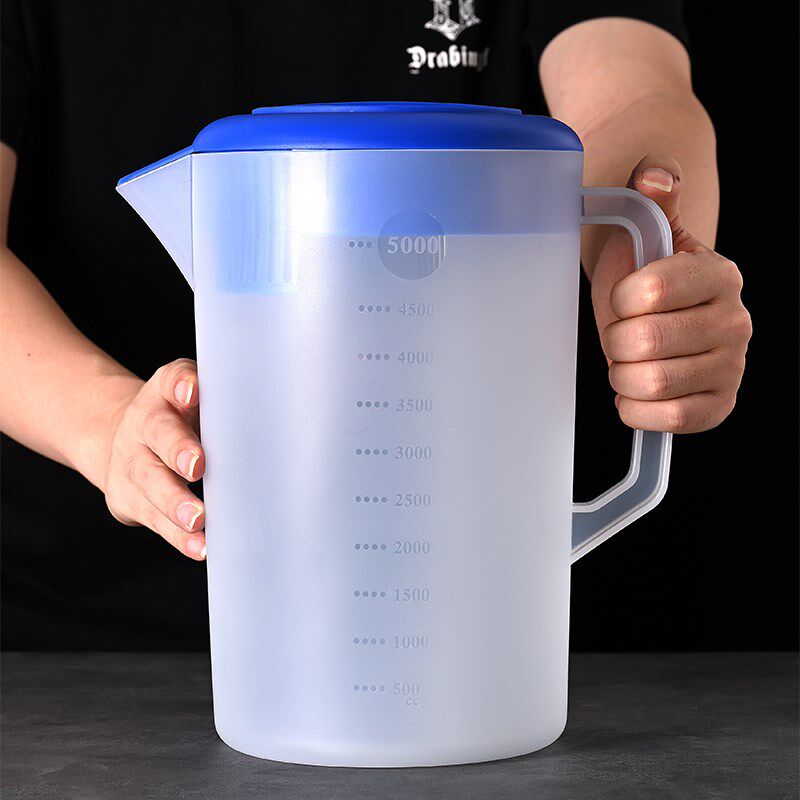 塑料冷水壶耐高温PP带刻度量杯5L大容量果汁扎壶奶茶饭店用茶水壶