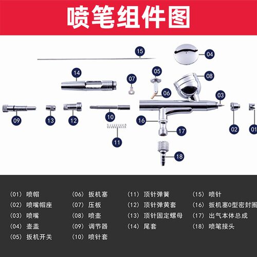 优速达Ustar U-601G 602G模型上色喷漆气泵带储气罐送喷笔上色套