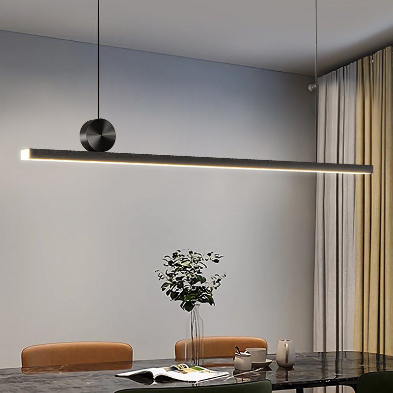 餐厅吊灯极简灯具北欧风简约现代一字铝材茶室吧台饭厅餐桌长条灯
