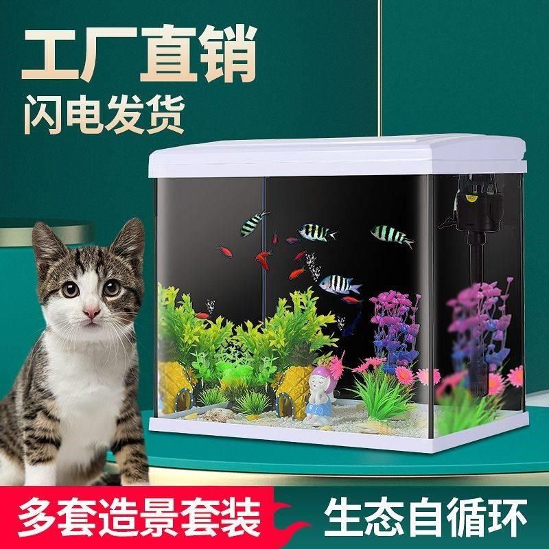 新疆包邮鱼缸免换水客厅金鱼缸家用懒人桌面玻璃造景创意生态中小